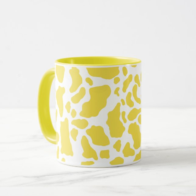 Caneca Manchas amarelas da vaca Padrão de impressão anima (Frente Esquerda)