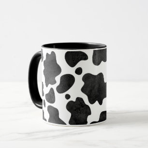 Caneca Manchas de Vaca Padrão Impressão em Preto e Branco