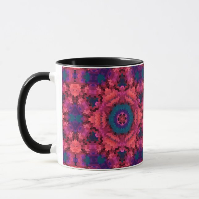 Caneca mandala abstrata caleidoscópio formas redondas cír (Esquerda)