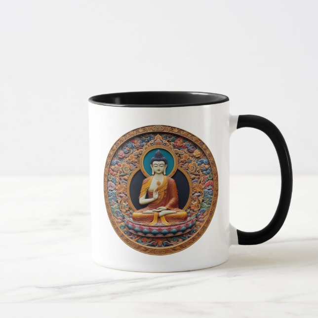 Caneca Mandala Bouddha Sacré, Méditation,  Art Bouddhiste (Direita)