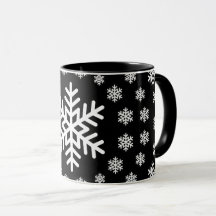 Mandala de Flocos de Neve Preto e Branco Minimalis