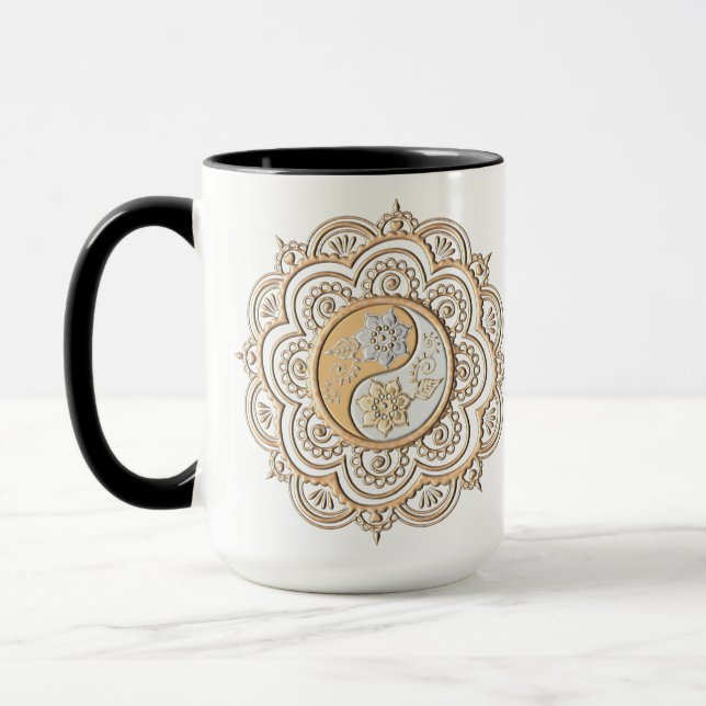 Caneca Mandala de Ouro & Prata (Esquerda)