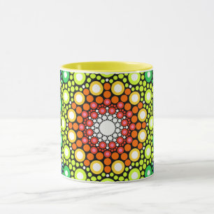 Caneca Mandala Dot Fractal Retro Hippie Trippy Dots Mug