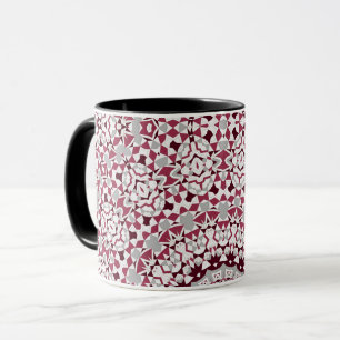 Caneca Mandala é burgundy-cinza
