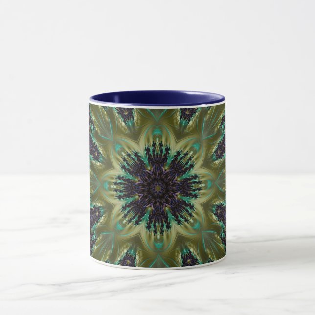 Caneca Mandala Geométrico Rosette Fractal Retro Hippie Mu (Centro)