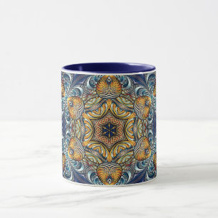 Caneca Mandala Geométrico Rosette Fractal Retro Hippie Mu