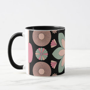 Caneca Mandala Simétrica Floral Pastel Retro