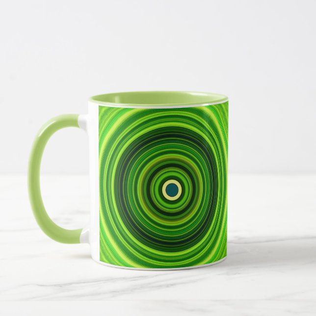 Caneca Mandala Verde Geométrico- 25436 (Esquerda)