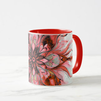 Caneca Mandalas Florais em Aquarela Vermelha