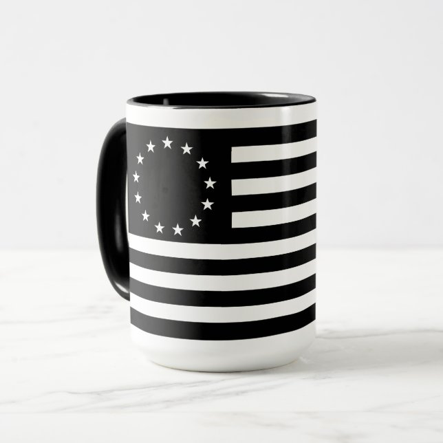Caneca Manga, Betsy Ross Flag ou Circle American Flag (Frente Esquerda)