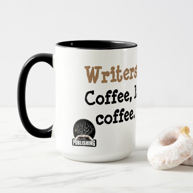 Caneca - manhã dos escritores: Café, laptop, mais (Com Donut)