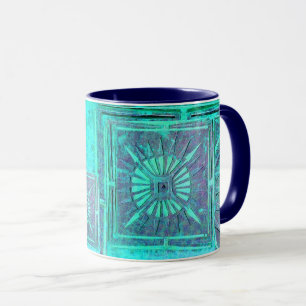 Caneca MANHÃ STAR Pawnee Aqua Blue Turquoise Monograma