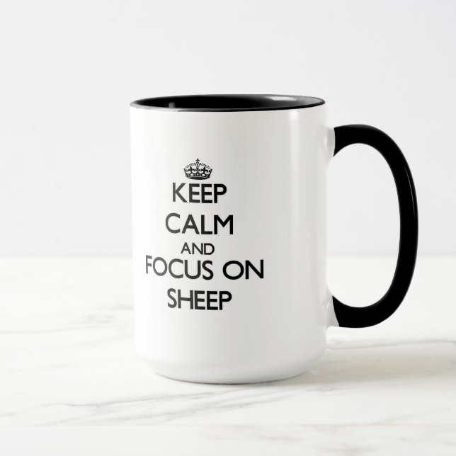 Caneca Mantenha a calma e o foco em carneiros (Direita)