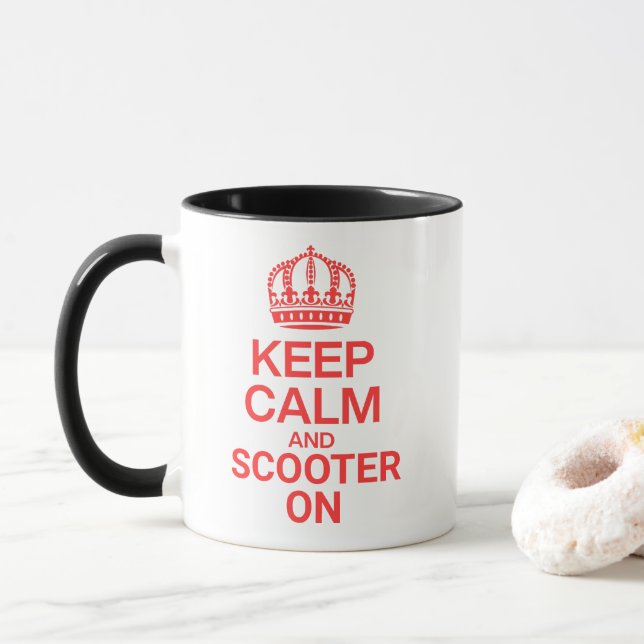 Caneca Mantenha a calma e o Patinete ligados (Com Donut)