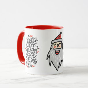Caneca MANTENHA A CALMA / HO HO HO Natal Férias Moderno