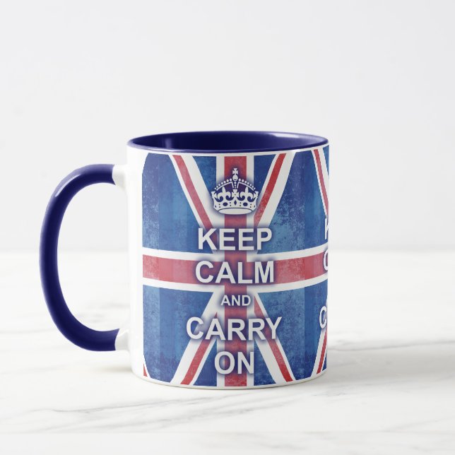 Caneca Mantenha calmo e continue Union Jack (Esquerda)