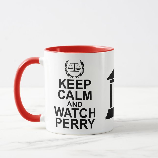 Caneca Mantenha humor legal calmo e do relógio de Perry (Esquerda)