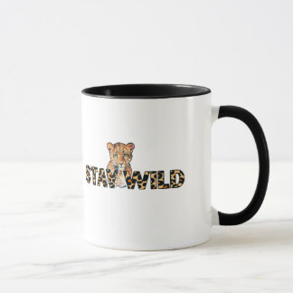 Caneca Mantenha-se selvagem - Impressão Leopardo com Cabe