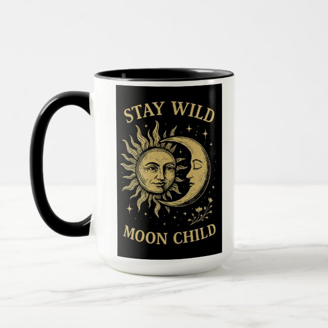 Caneca Mantenha-Se Selvagem, Lua, Arte Infantil (Esquerda)