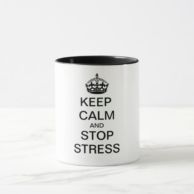 Caneca Manter Calmo e PARAR O STRESS - texto personalizad (Centro)