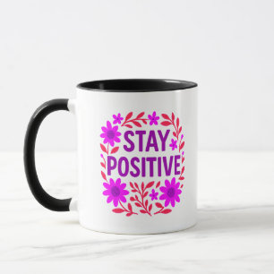 Caneca Manter Citação Motivacional Floral Positiva