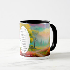 Caneca Mantras para Curar cores moles na paisagem de café