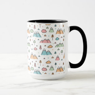 Caneca Mão bonito teste padrão tirado da cena da montan