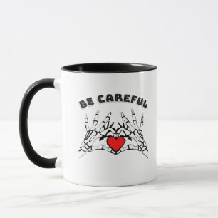 Caneca Mão De Esqueleto Com Cardíaco Clássico