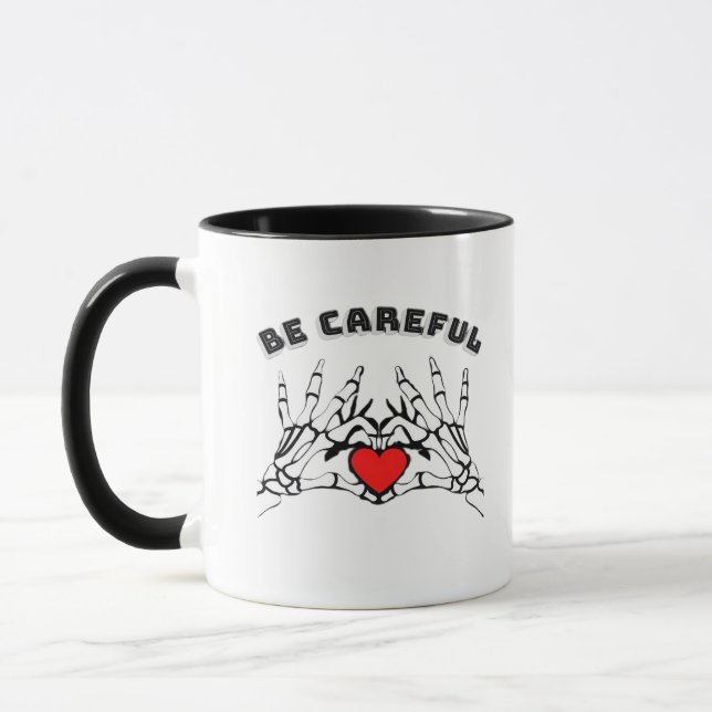 Caneca Mão De Esqueleto Com Cardíaco Clássico (Esquerda)