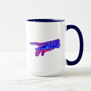 Caneca Mão de um Deus Cyborg (Vermelho e Azul)