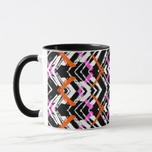Caneca Mão preta, alaranjada, e cor-de-rosa teste padrã