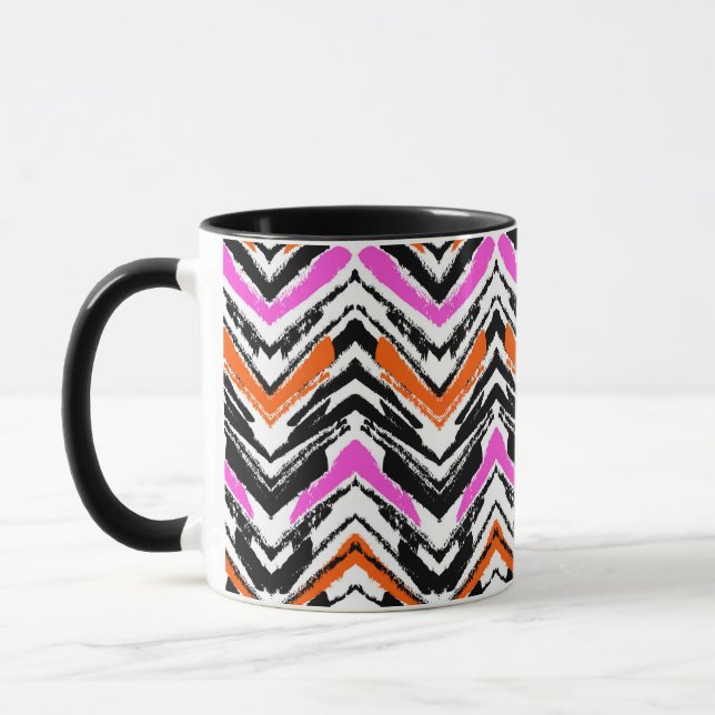 Caneca Mão preta, alaranjada, e cor-de-rosa teste padrão (Esquerda)