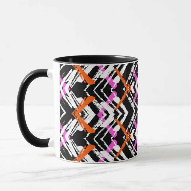 Caneca Mão preta, alaranjada, e cor-de-rosa teste padrão (Esquerda)