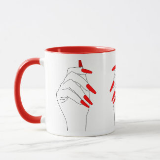 Caneca Mãos com Unhas de acrílico vermelho