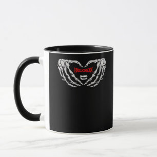 Caneca Mãos De Esqueleto Dobradas Em Um Coração. Dia de a
