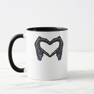 Caneca Mãos De Esqueleto Formando Coração