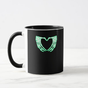 Caneca Mãos do Esqueleto, Coração, Figurino de Halloween