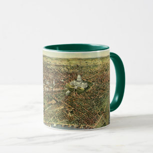 Caneca Mapa antigo com uma Visão Panorâmica de Washington