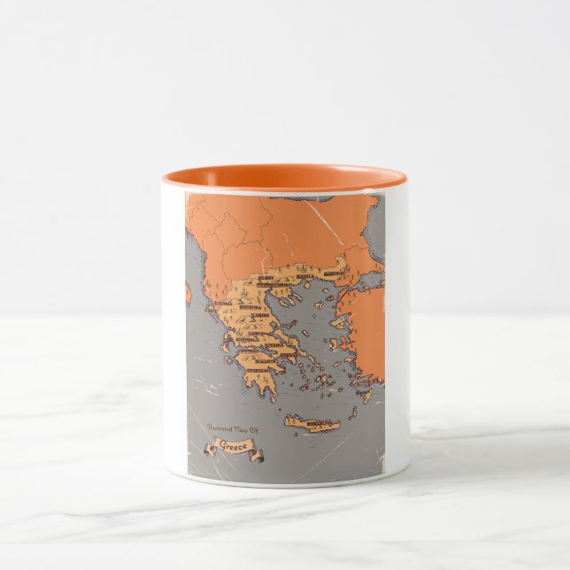 Caneca Mapa Antigo de Condados da Grécia (Centro)
