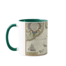 Mapa Antiquado do Mar do Norte - Mug de Dois Tonel