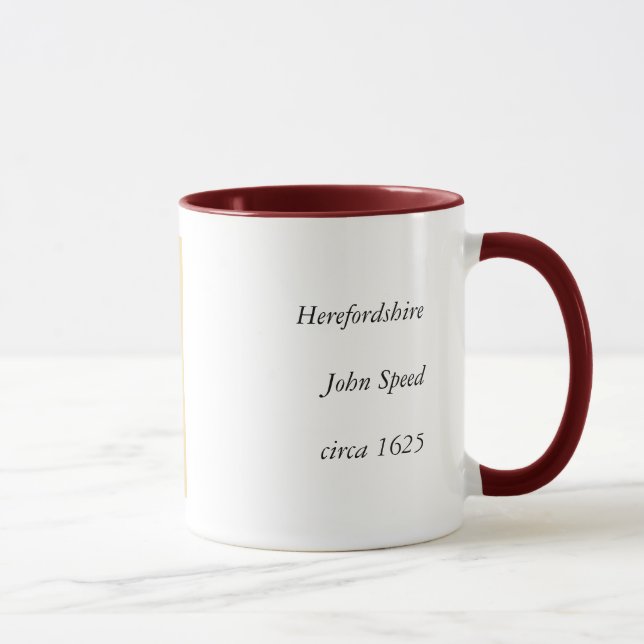 Caneca Mapa Antiquário do Condado de Herefordshire Inglat (Direita)