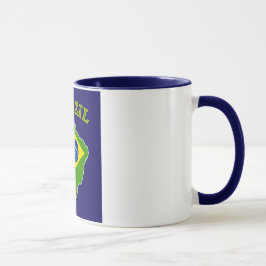 Caneca Mapa/bandeira de BRASIL no fundo do marinho