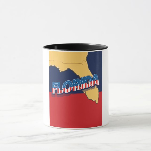 Caneca Mapa da Flórida estrelas e Listras (Centro)