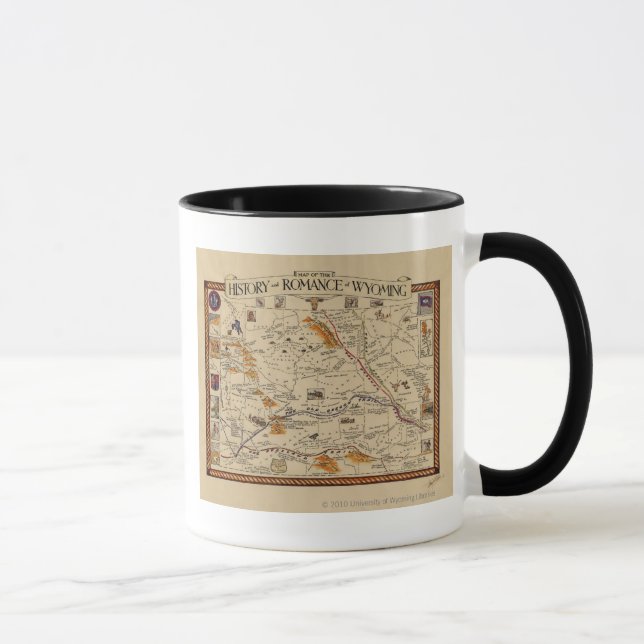 Caneca Mapa da história e do romance de Wyoming (Direita)