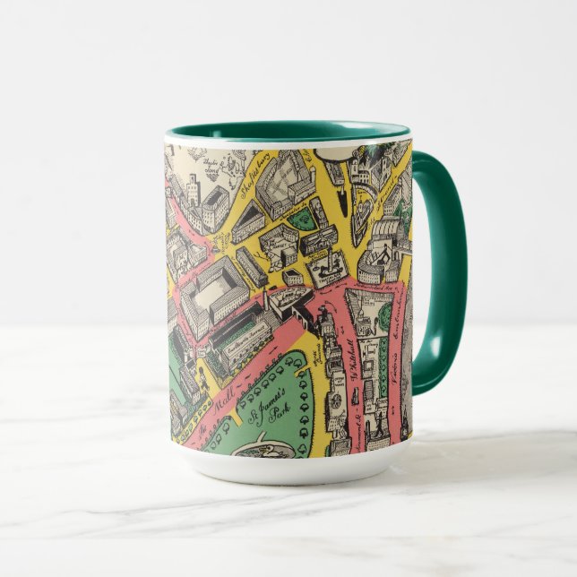 Caneca Mapa da rota da coroação, Londres, Inglaterra (Frente Esquerda)