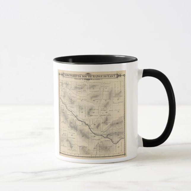 Caneca Mapa da Seção do Condado de Tulare T24S R28E (Direita)