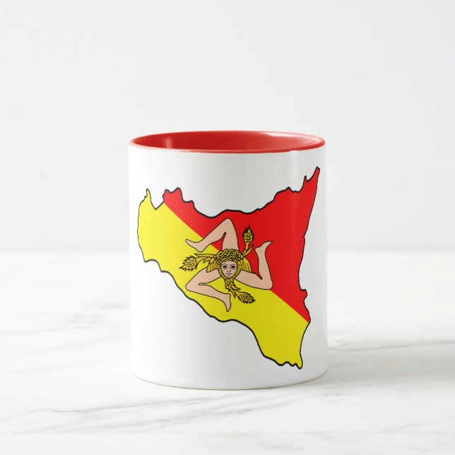 Caneca Mapa da Sicília com o símbolo de Trinacria Coffee  (Centro)