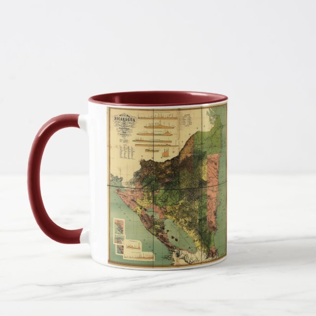 Caneca Mapa de 1898 oficiais de Nicarágua (Esquerda)