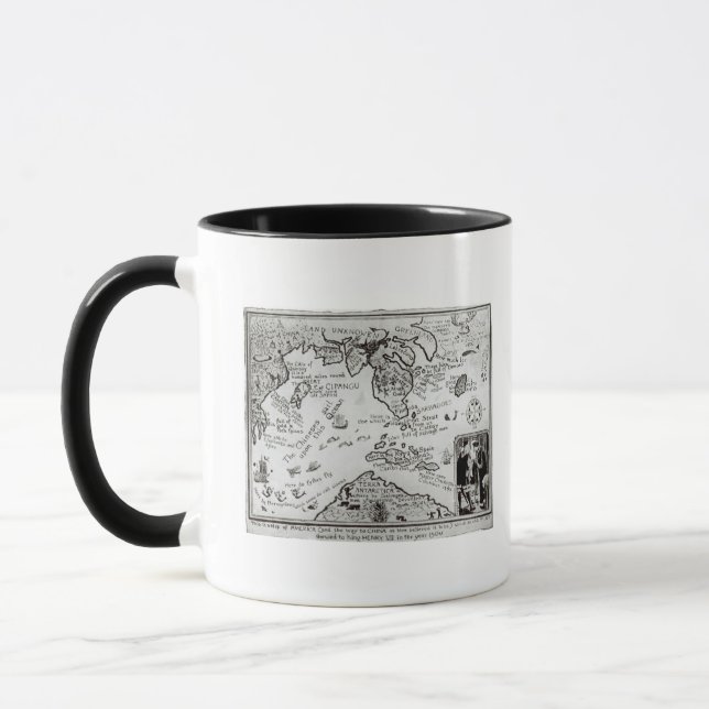 Caneca Mapa de América e de sentidos a China (Esquerda)