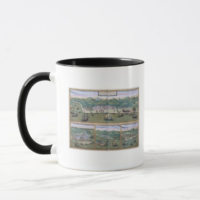 Caneca Mapa de Calicut, de "Civitates Orbis Terrarum" (Esquerda)
